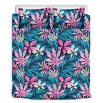 Blue And Pink Watercolor Hawaiian Print Duvet Cover Bedding Set