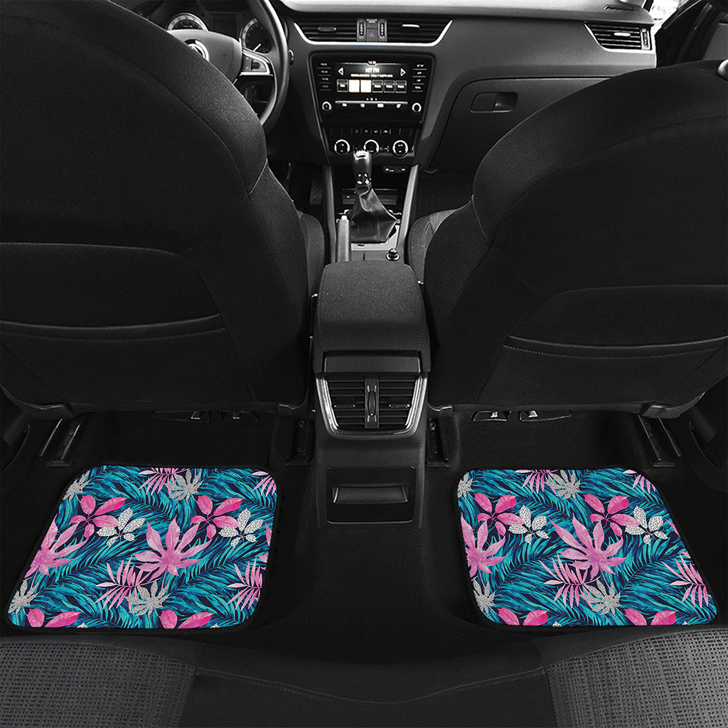 Blue And Pink Watercolor Hawaiian Print Front and Back Car Floor Mats