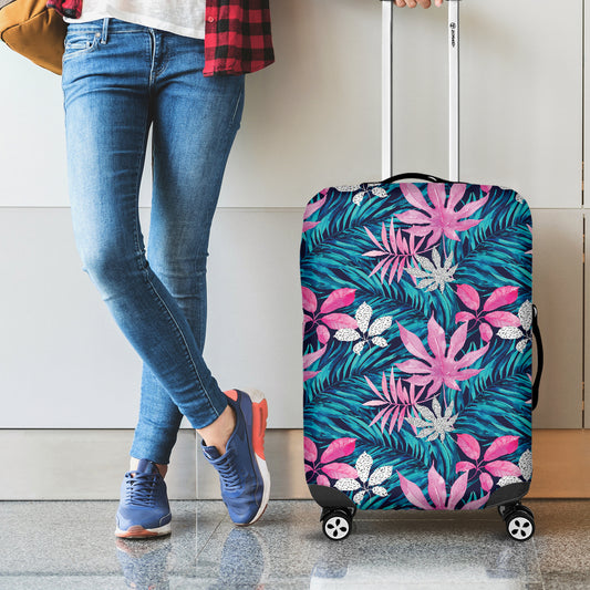 Blue And Pink Watercolor Hawaiian Print Luggage Cover
