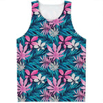 Blue And Pink Watercolor Hawaiian Print Men's Tank Top