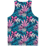 Blue And Pink Watercolor Hawaiian Print Men's Tank Top