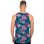 Blue And Pink Watercolor Hawaiian Print Men's Tank Top