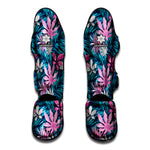 Blue And Pink Watercolor Hawaiian Print Muay Thai Shin Guard