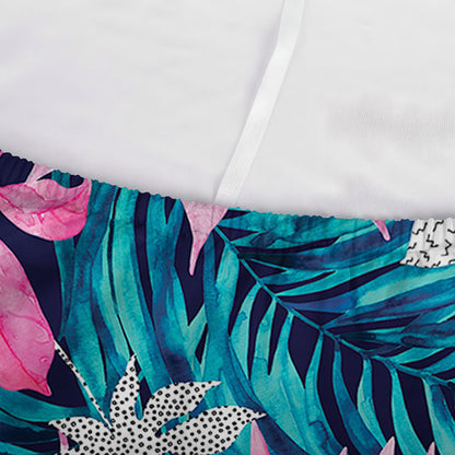Blue And Pink Watercolor Hawaiian Print Sofa Cover