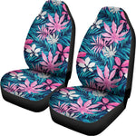 Blue And Pink Watercolor Hawaiian Print Universal Fit Car Seat Covers