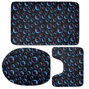 Blue And Purple Bubble Pattern Print 3 Piece Bath Mat Set