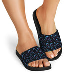 Blue And Purple Bubble Pattern Print Black Slide Sandals