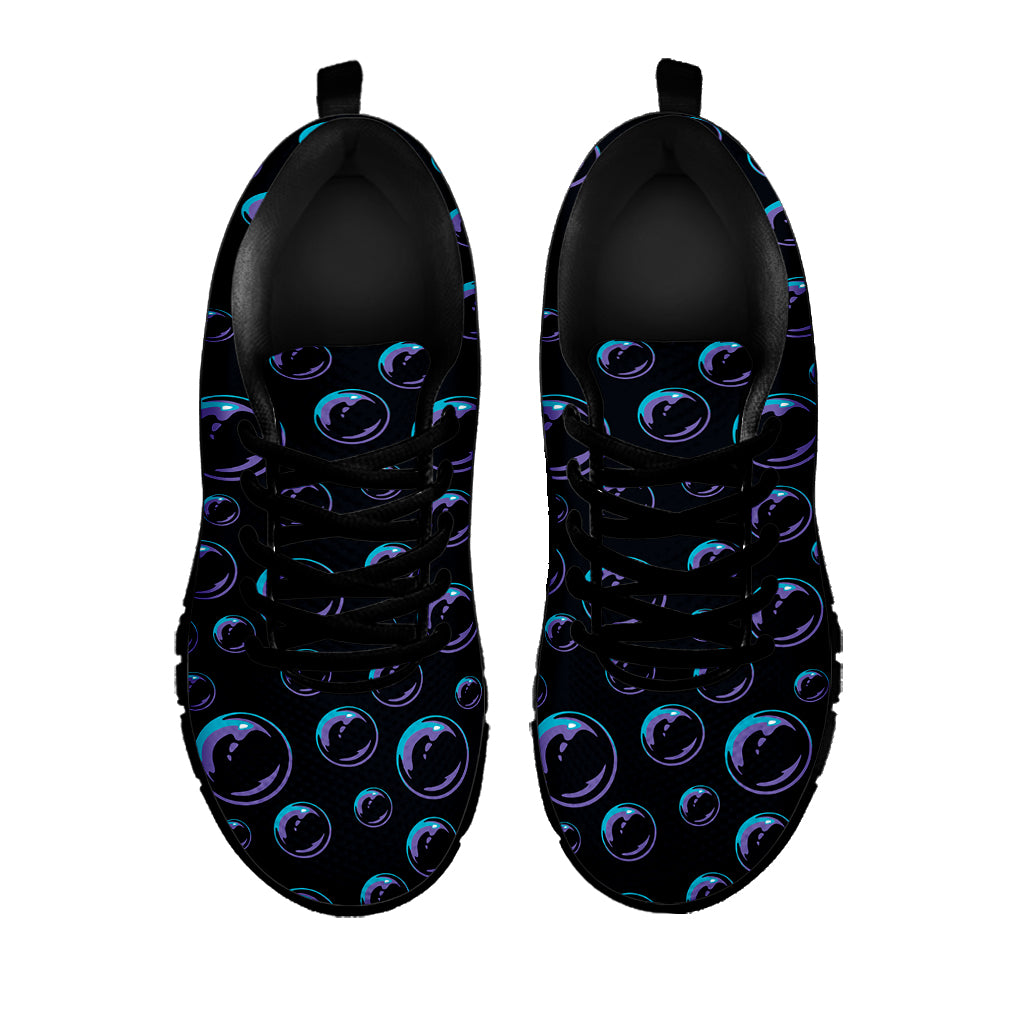 Blue And Purple Bubble Pattern Print Black Sneakers