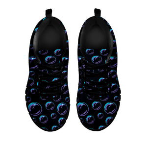 Blue And Purple Bubble Pattern Print Black Sneakers