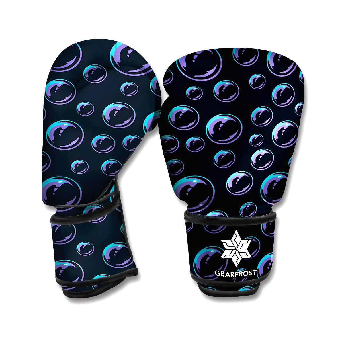 Blue And Purple Bubble Pattern Print Boxing Gloves