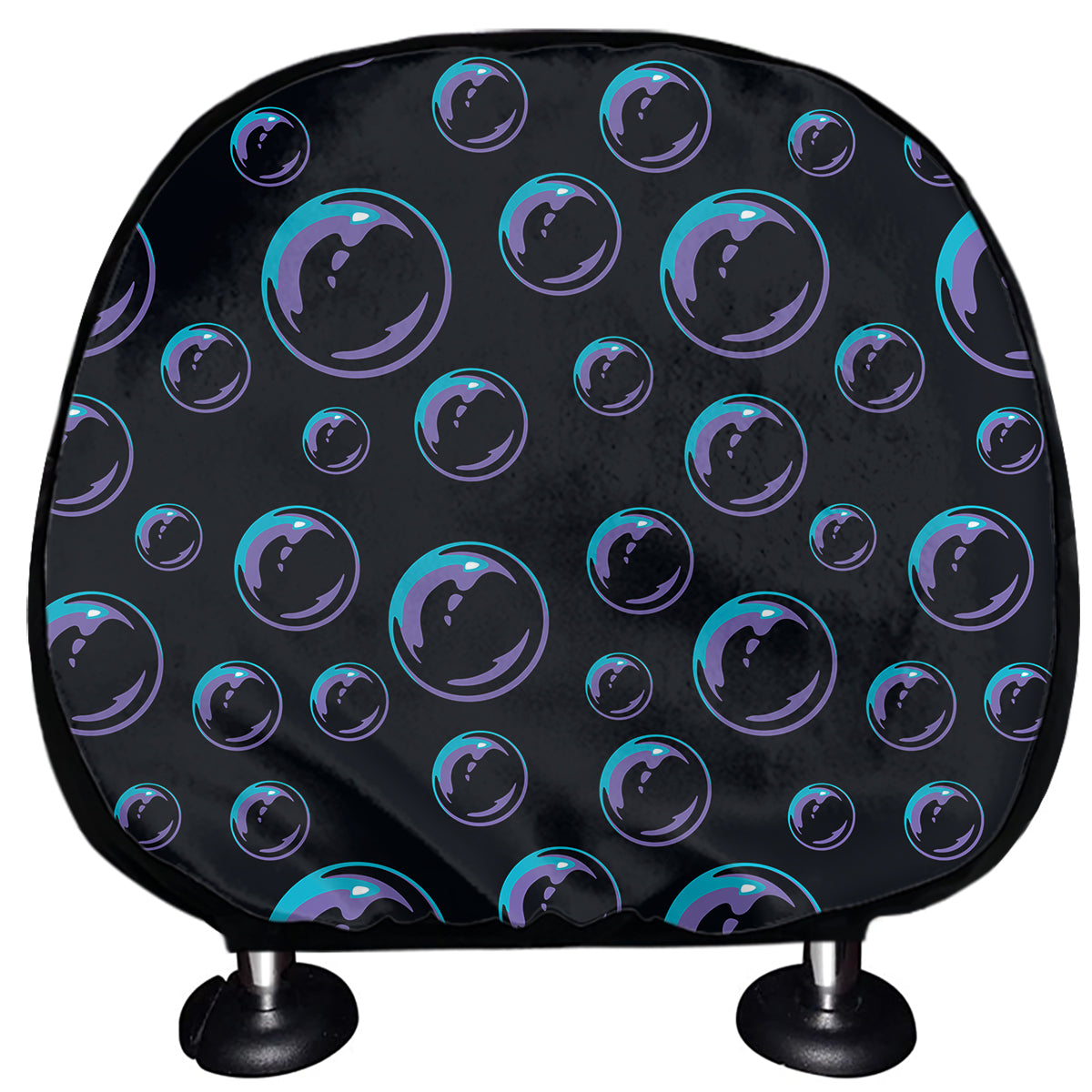 Blue And Purple Bubble Pattern Print Car Headrest Covers