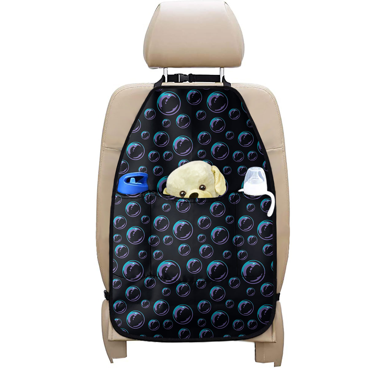 Blue And Purple Bubble Pattern Print Car Seat Organizers