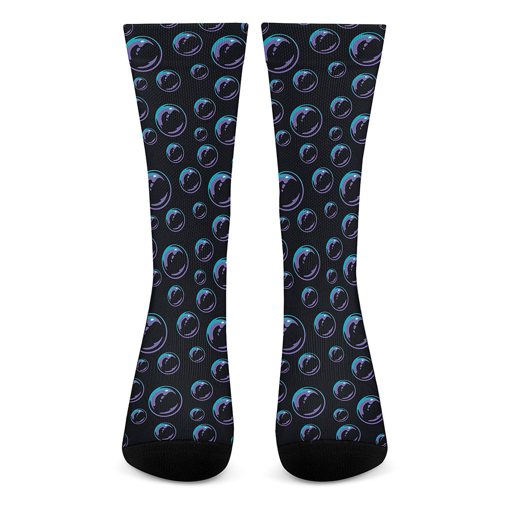 Blue And Purple Bubble Pattern Print Crew Socks