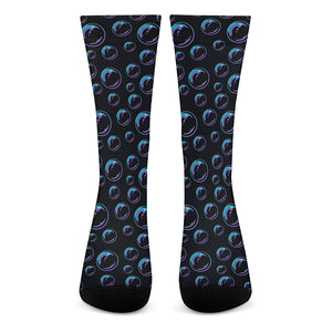 Blue And Purple Bubble Pattern Print Crew Socks