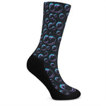 Blue And Purple Bubble Pattern Print Crew Socks