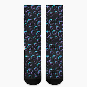 Blue And Purple Bubble Pattern Print Crew Socks