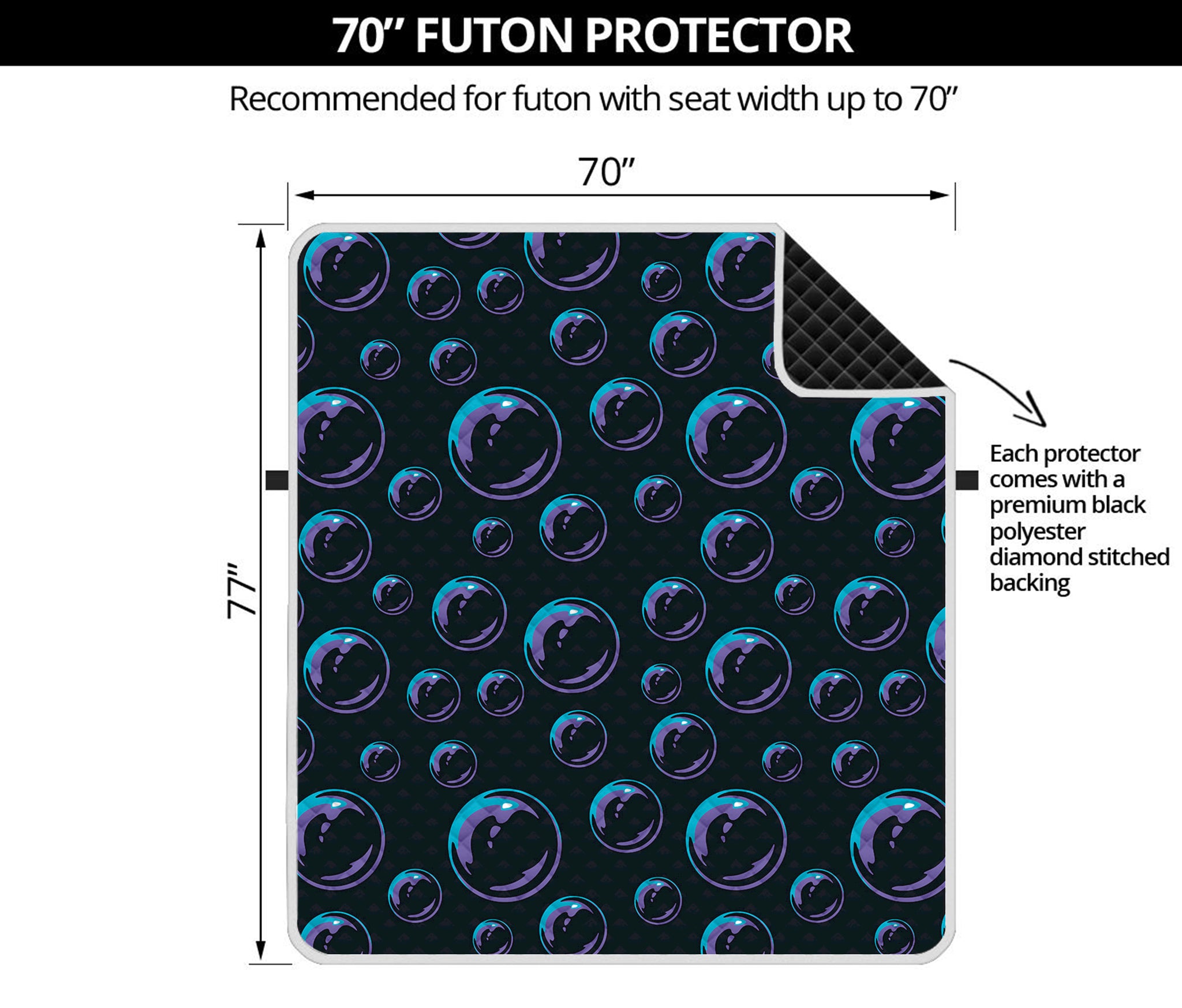 Blue And Purple Bubble Pattern Print Futon Protector