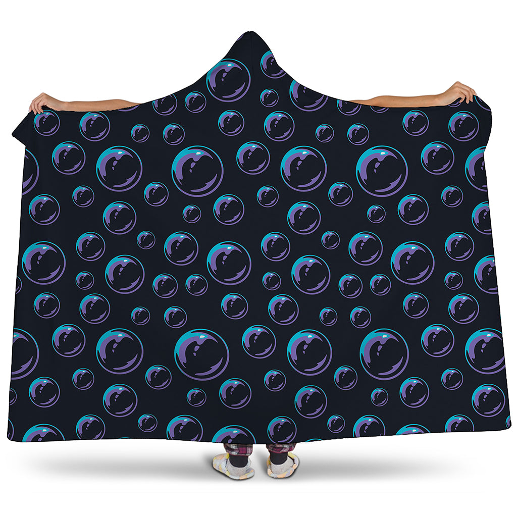 Blue And Purple Bubble Pattern Print Hooded Blanket