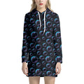 Blue And Purple Bubble Pattern Print Pullover Hoodie Dress