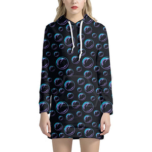 Blue And Purple Bubble Pattern Print Hoodie Dress