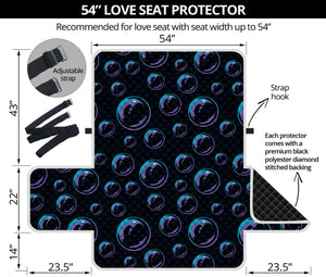 Blue And Purple Bubble Pattern Print Loveseat Protector