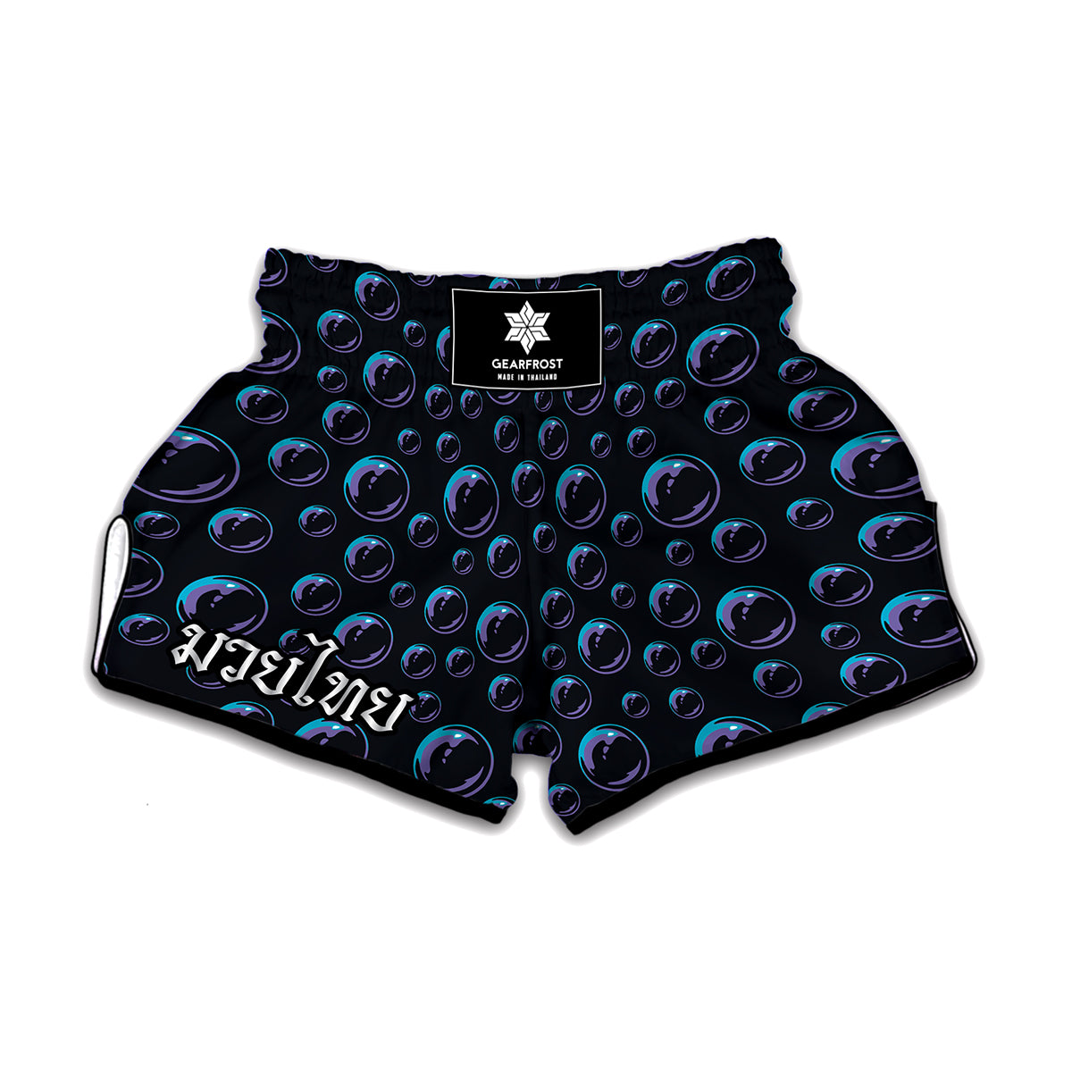 Blue And Purple Bubble Pattern Print Muay Thai Boxing Shorts