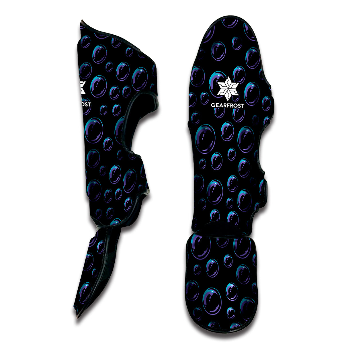 Blue And Purple Bubble Pattern Print Muay Thai Shin Guard