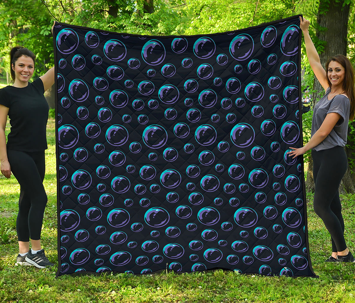 Blue And Purple Bubble Pattern Print Quilt