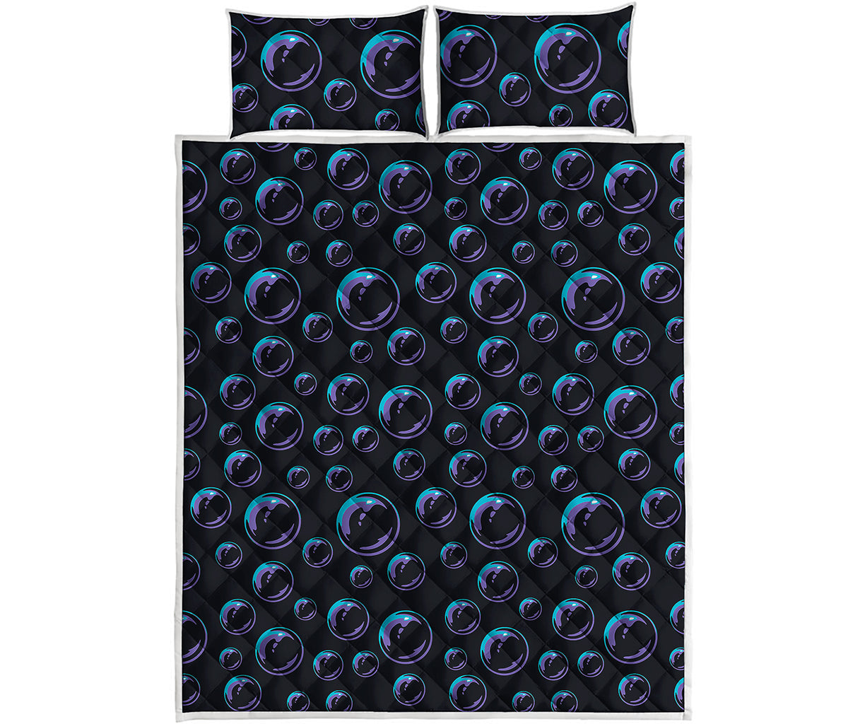 Blue And Purple Bubble Pattern Print Quilt Bed Set