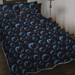 Blue And Purple Bubble Pattern Print Quilt Bed Set