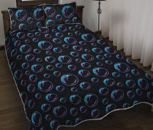 Blue And Purple Bubble Pattern Print Quilt Bed Set