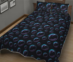 Blue And Purple Bubble Pattern Print Quilt Bed Set