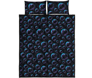 Blue And Purple Bubble Pattern Print Quilt Bed Set