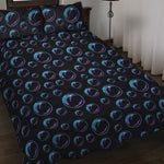 Blue And Purple Bubble Pattern Print Quilt Bed Set