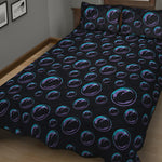 Blue And Purple Bubble Pattern Print Quilt Bed Set