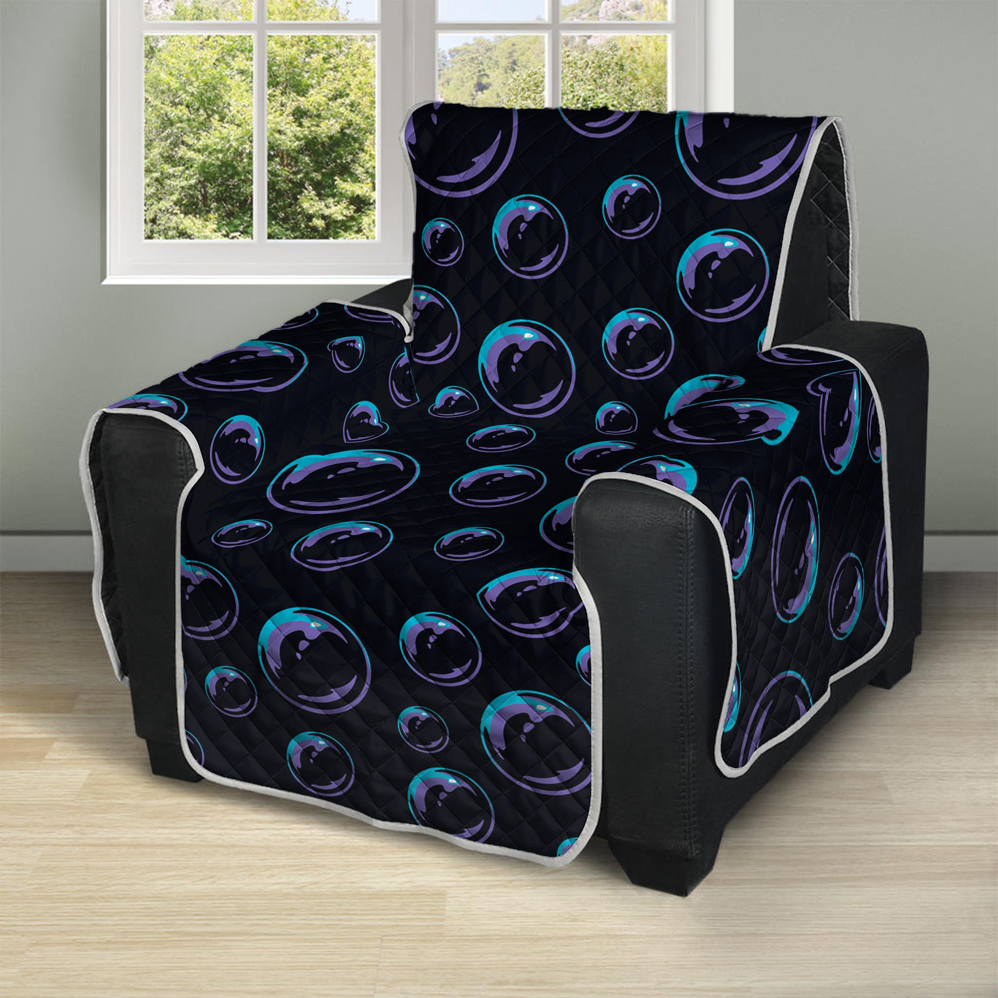 Blue And Purple Bubble Pattern Print Recliner Protector