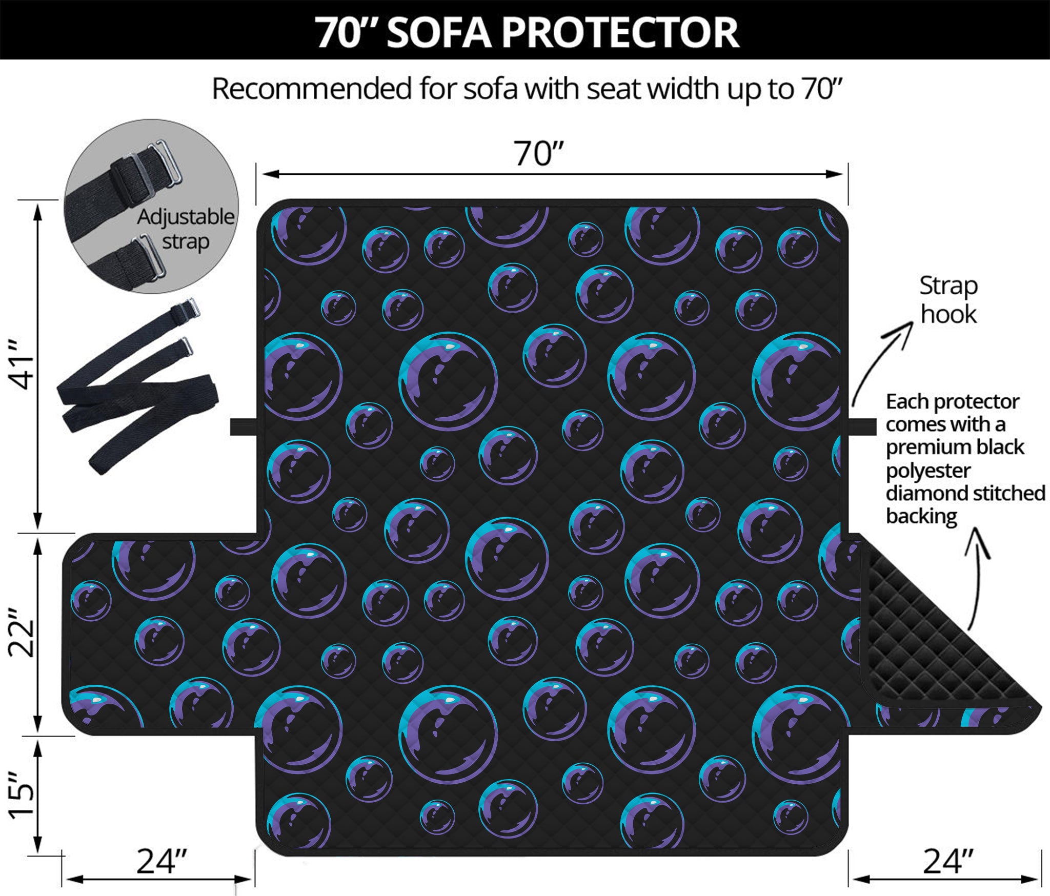 Blue And Purple Bubble Pattern Print Sofa Protector