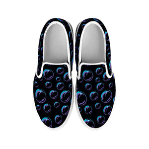 Blue And Purple Bubble Pattern Print White Slip On Shoes