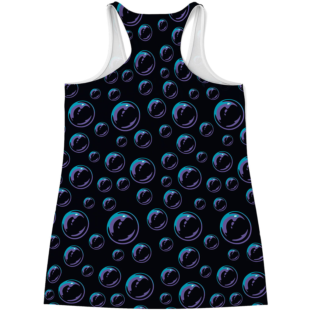 Blue And Purple Bubble Pattern Print Women's Racerback Tank Top