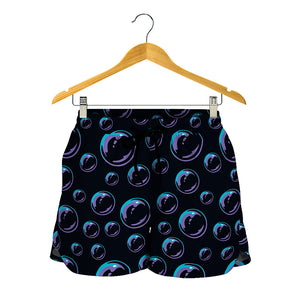 Blue And Purple Bubble Pattern Print Women's Shorts