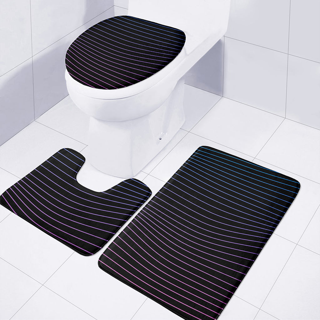 Blue And Purple EDM Wave Print 3 Piece Bath Mat Set
