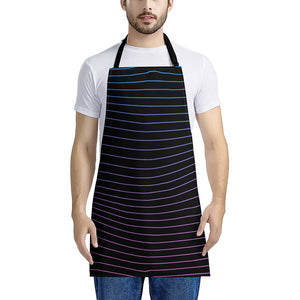 Blue And Purple EDM Wave Print Apron