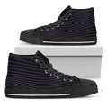 Blue And Purple EDM Wave Print Black High Top Sneakers
