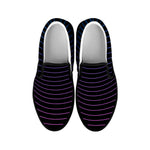 Blue And Purple EDM Wave Print Black Slip On Shoes