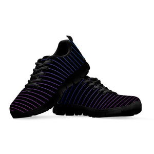 Blue And Purple EDM Wave Print Black Sneakers