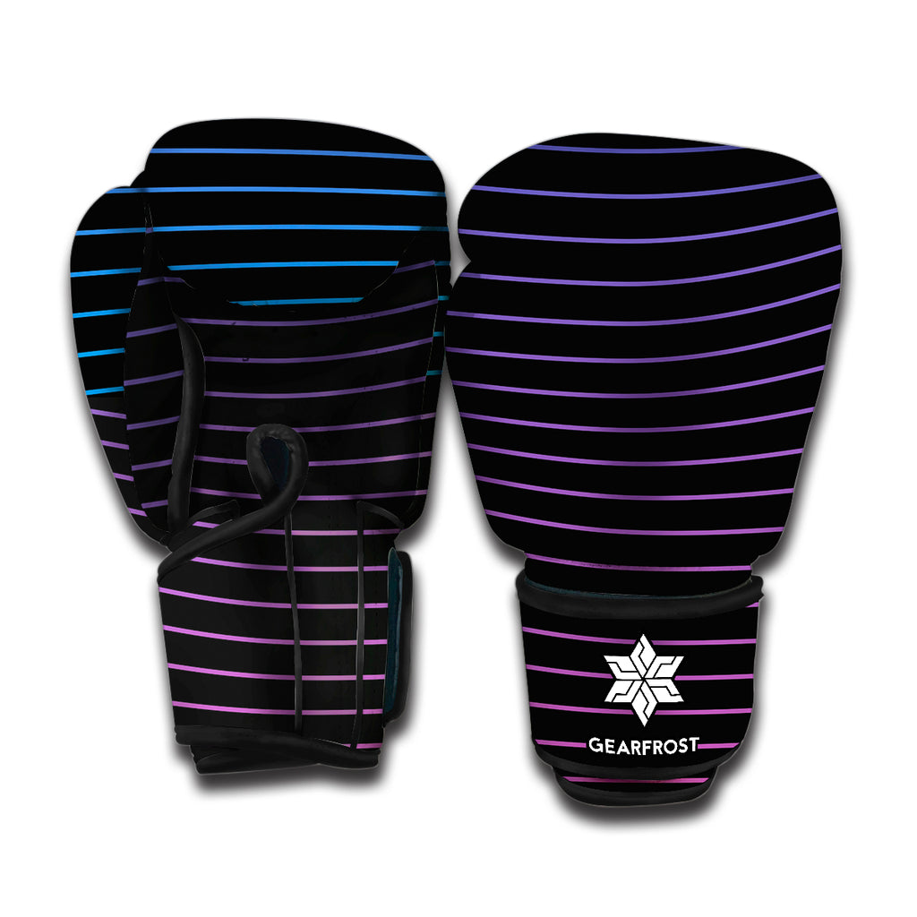 Blue And Purple EDM Wave Print Boxing Gloves