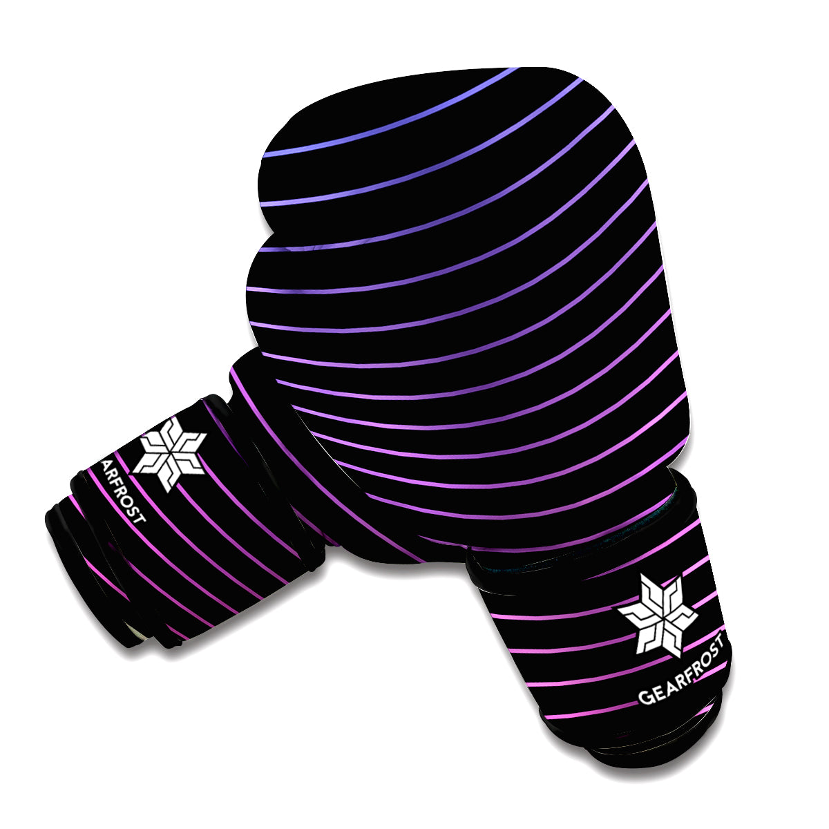 Blue And Purple EDM Wave Print Boxing Gloves