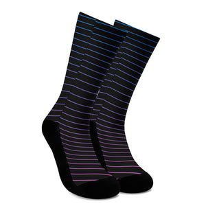 Blue And Purple EDM Wave Print Crew Socks