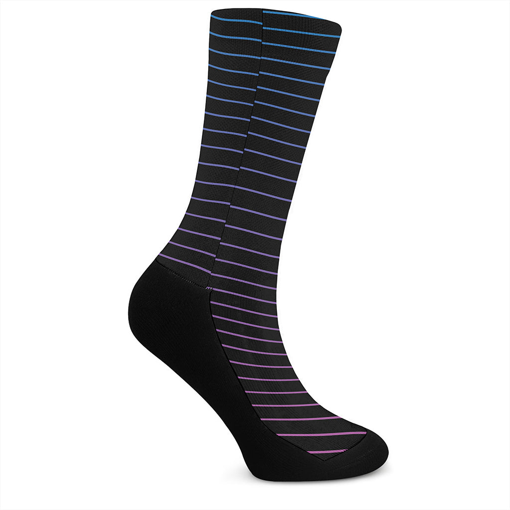 Blue And Purple EDM Wave Print Crew Socks