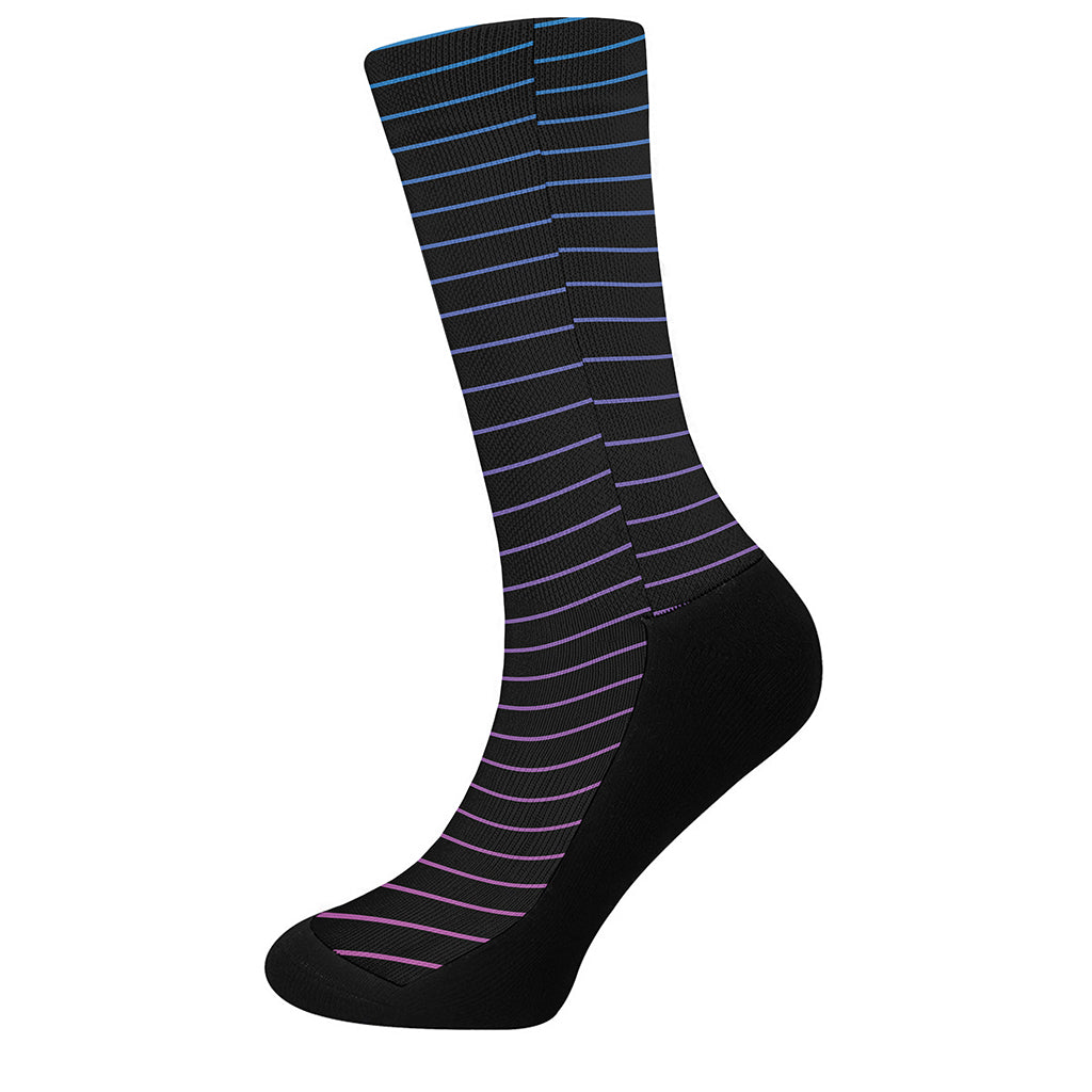 Blue And Purple EDM Wave Print Crew Socks